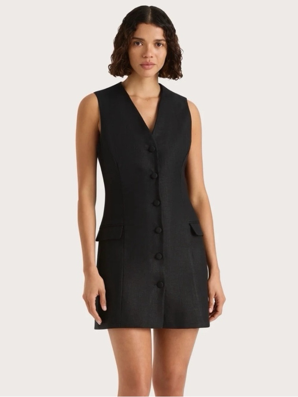 Faithfull The Brand Eloise Mini Linen Dress Black